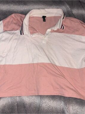 wild fable Pink and White Cropped Polo Top